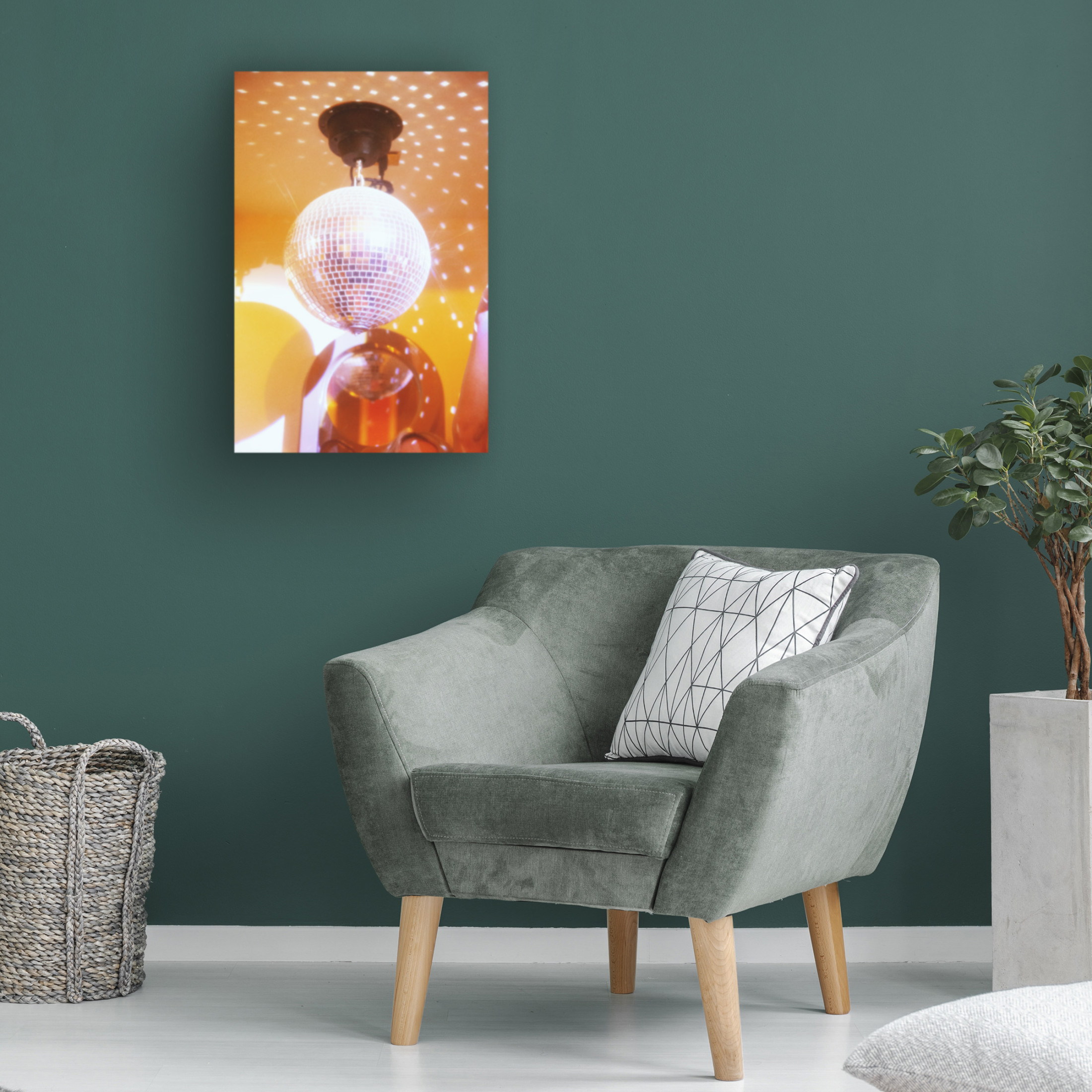 Canvas Wall Art - Samantha Hearn 'Groovy Yellow Disco Ball' Wall Art for Living Room, Bedroom, or Office D?cor by Trademark Fine Art - 30 x 47 Inches