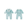 thumbnail image 2 of Suealasg Baby Girl Boy Velvet Bodysuits Lace Trim Doll Collar Long Sleeve Adorable Winter Romper, 2 of 9