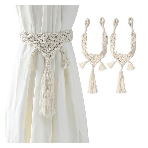 MAE Curtain Tiebacks, Cotton Rope Hand Woven Curtain Ties,Tassel Curtain Decorative Rope Ribbons,Curtain Tie Backs.