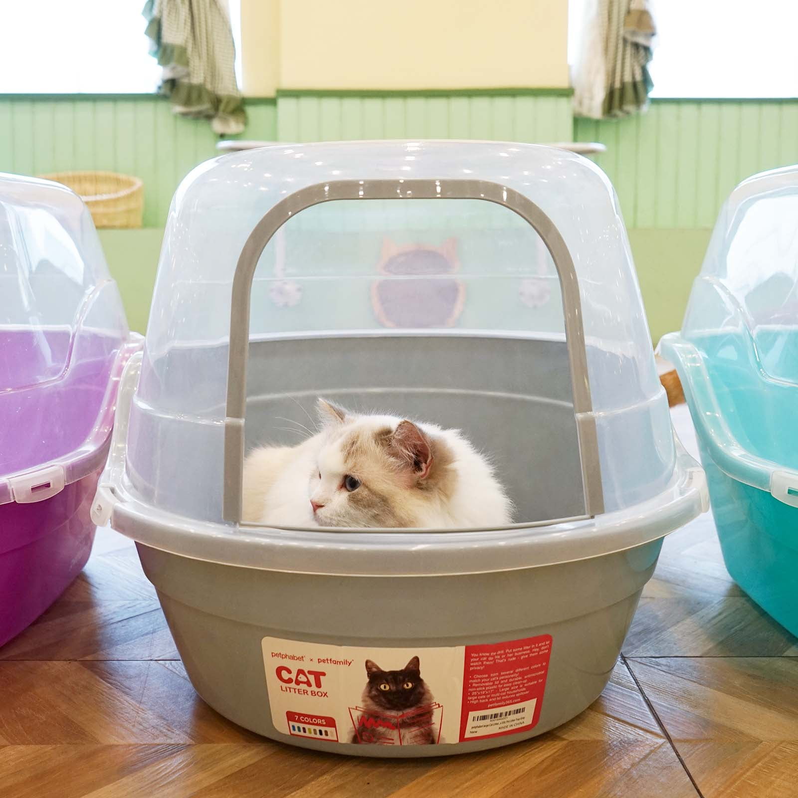 Petfamily Extra Large Cat Litter Box, Color Gray, Jumbo Hooded, 24.8 x 20 x 16.5 in