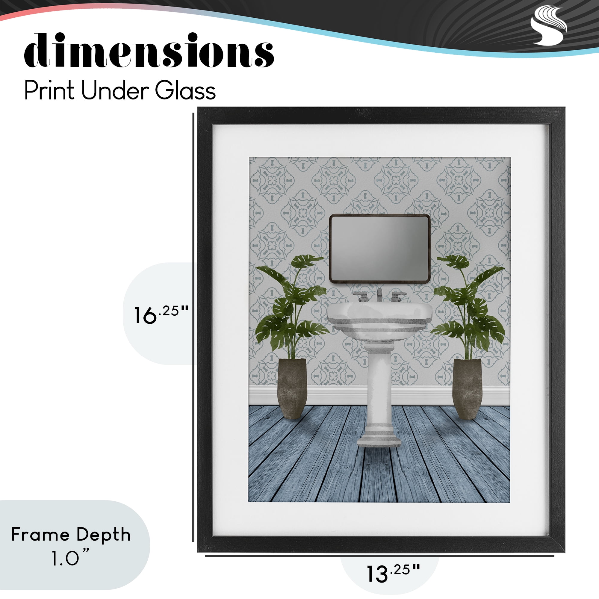 Stupell Industries Restful Wash Plants & Sink Black Framed Print Under Glass, design by Marcus Prime