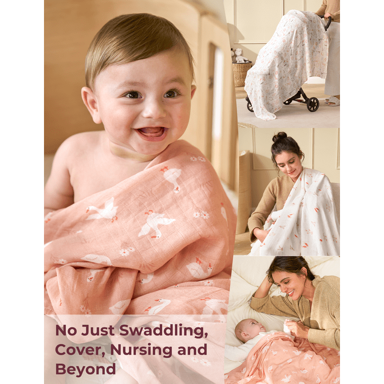 Muslin Swaddle Blankets, 4 Pack, 47x47 Inch photo 8