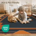 thumbnail image 4 of ODIKA 8'x10' Washable Area Rug Non-Slip Chair-Friendly Mat Shapes Minimalist Border Brushstroke Interlocking Abstract Mid Refined for Dining Room, Large Office, Lounge, 4 of 7