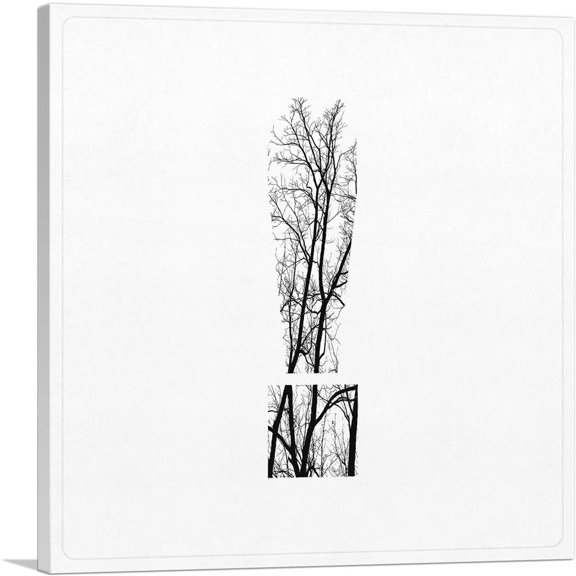 ARTCANVAS Tree Branches Alphabet Exclamation Point Mark Sign Canvas Art Print - Size: 12" x 12" (0.75" Deep)