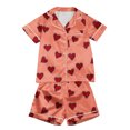 thumbnail image 5 of Auroural Baby Girl Pajamas 2T Girls Button Front Pajama Top & Shorts Set, Heart Shaped Print， 2-Piece, Sizes 2-14 & Plus, 5 of 6