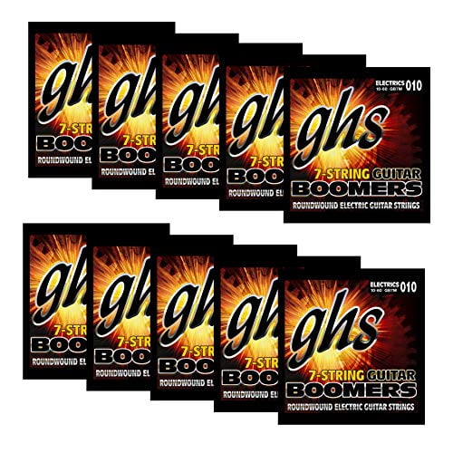 GHS Strings GB7M - 10 Pack - Guitar Boomers 7-String Set, Nickel-Plated Electric Guitar Strings, Medium (.010-.060)