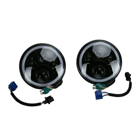 SUNCOO 2x7" Inch LED Headlights Round Halo Angle Eyes Fit Jeep 97-27 Wrangler JK LJ TJ