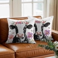 thumbnail image 3 of Farmhouse Cattle with Flowers Throw Pillow Cover Butterfly Wildflowers Cotton Linen Cushion Cover Throw Pillow Case with Invisible Zipper for Couch Sofa Bed Chair Car 24x24 Inch, 3 of 9