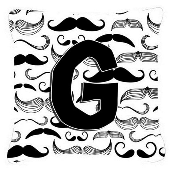 Letter G Moustache Initial Canvas Fabric Decorative Pillow