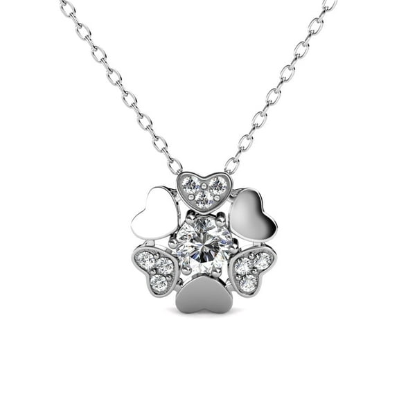 Cate & Chloe Khloe 18k White Gold Plated Heart Pendant Necklace with Swarovski Crystals for Women