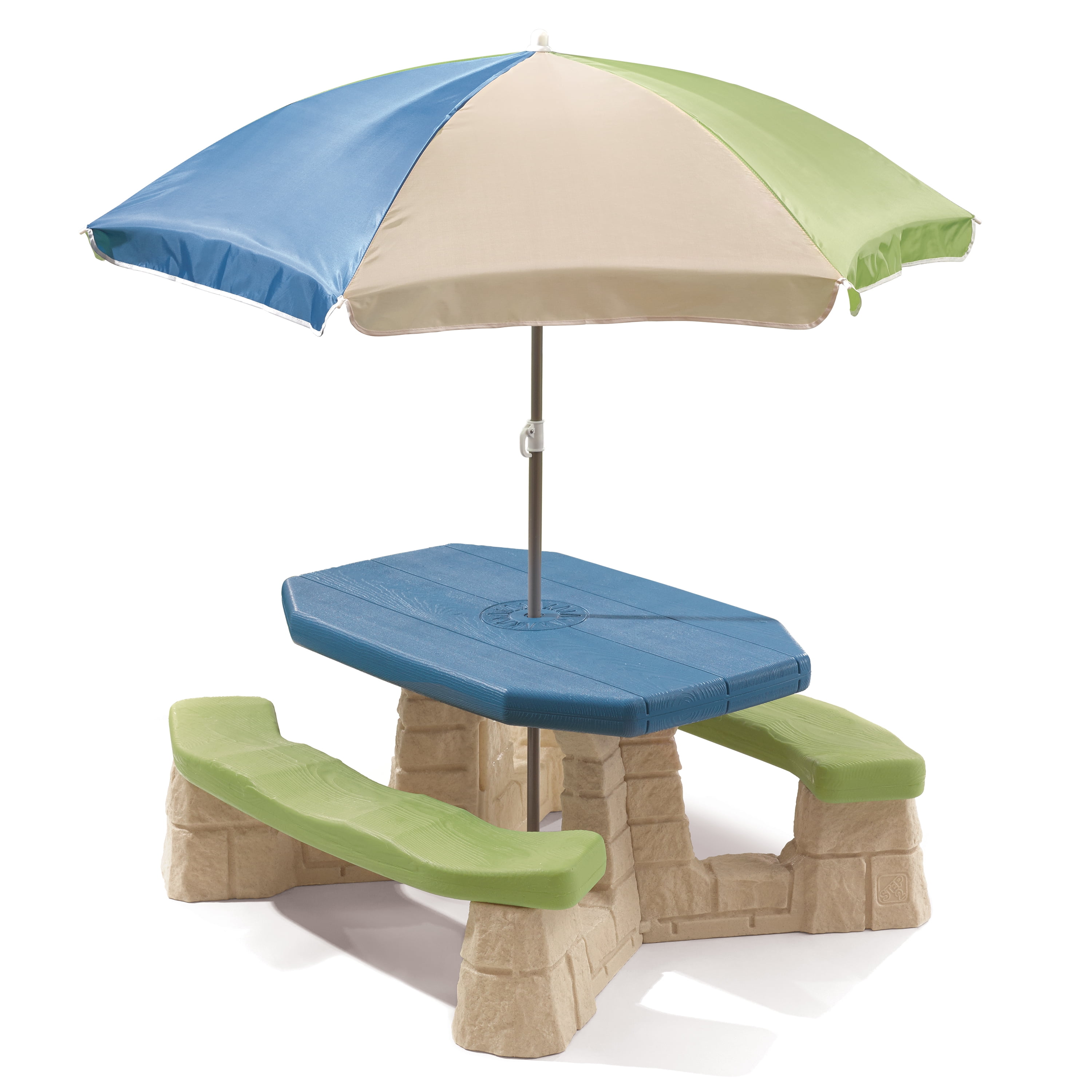 Little Tikes Easy Store Jr. Picnic Table with Umbrella - Blue 