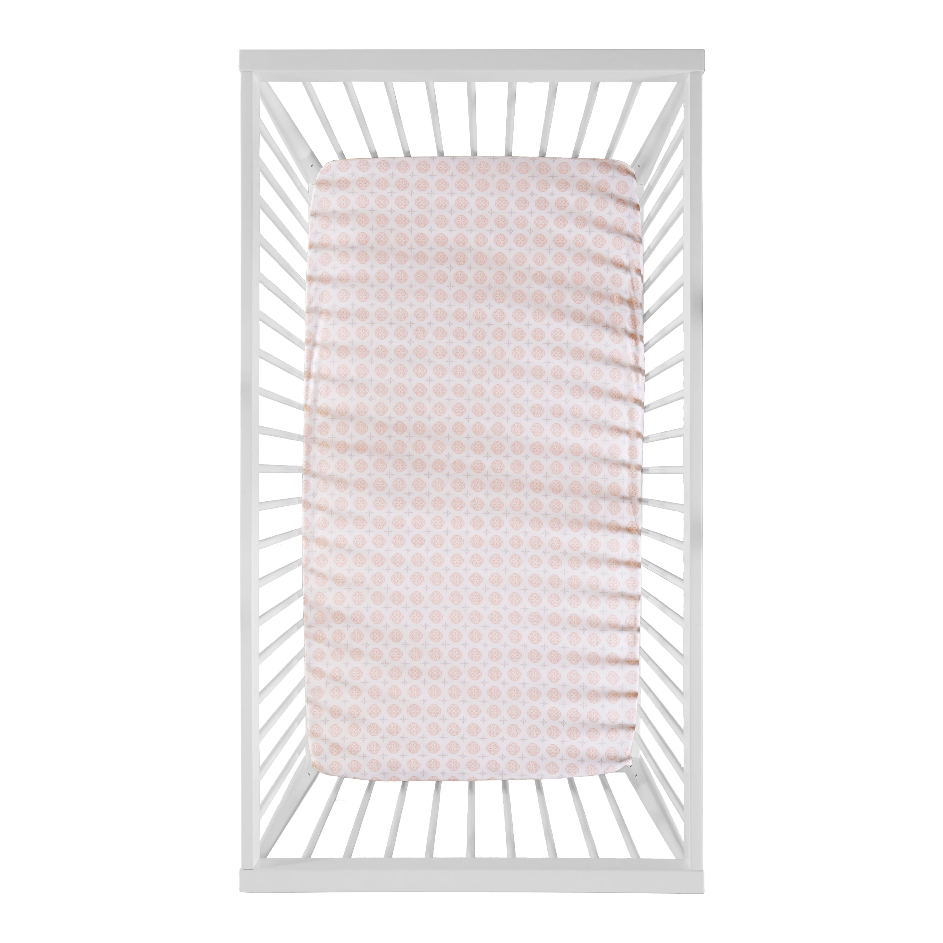 Levtex Baby - Skylar Crib Fitted Sheet - Fits Standard Crib and Toddler Mattress - Coin Medallion - Blush - Nursery Accessories - 100% Cotton