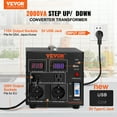 thumbnail image 5 of VEVOR Voltage Converter Transformer, 2000W, Heavy Duty Step Up/Down Transformer, Convert from 110 Volt to 220 Volt and from 220 Volt to 110 Volt, with US Outlet EU Outlet 5V USB Port, CE Certified, 5 of 9