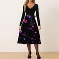 thumbnail image 2 of Valentines Day Dresses Scalloped Neck Fit and Flare Dress with Heart Print Waist Vintage Style Dress for Women Pink M, 2 of 5