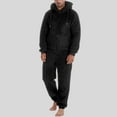 thumbnail image 2 of Adult Hooded Onesie Pajamas Non-Footed One Piece Sleepwear for Men Color: Black Size: XXXXL, 2 of 6