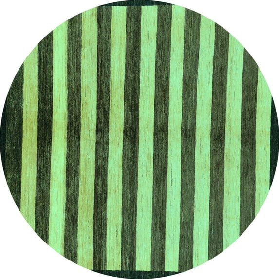 Ahgly Company Machine Washable Indoor Round Oriental Turquoise Blue Modern Area Rugs, 6' Round