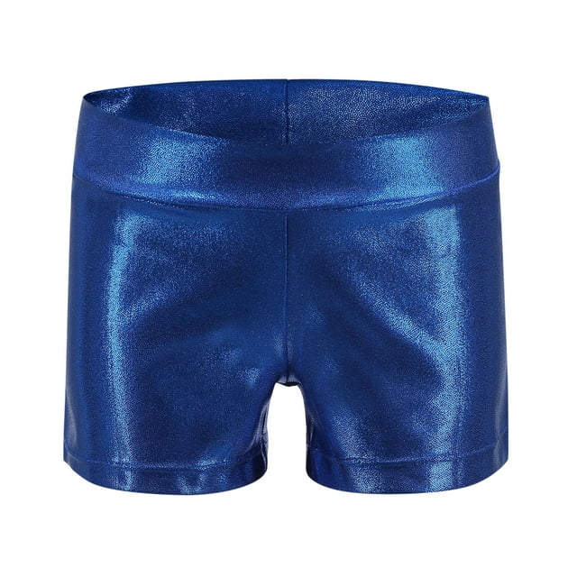 Lenpel Girls' Dance Shorts Sparkly Mid Rise Active Performance Shinny Athletic Shorts Glitter Volleyball Biker Shorts