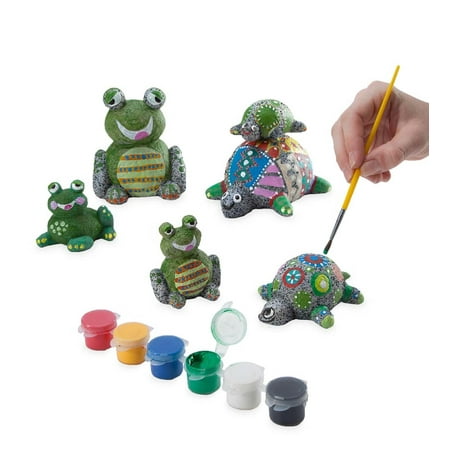 Kids Crafts Frogs - Paint-a-Rock-Pet Kit with 3 Turtles & 3 Frogs - Craft Kit for Kids
