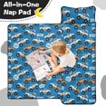 thumbnail image 4 of Monster Cartoon Truck Blue Pattern Teens Toddler Nap Mat with Pillow, Sleeping Mat Bag for Preschool Daycare 59"x22", 4 of 6