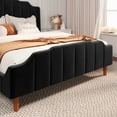 thumbnail image 6 of Allewie Queen Size Velvet Platform Bed with Modern Curved Upholstered Headboard and Footboard, Black, 6 of 8