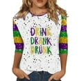 thumbnail image 2 of BOOMILK Mardi Gras Shirts for Women 3/4 Sleeve Round Neck Carnival Graphic Tees Summer T Shirt, 2 of 4