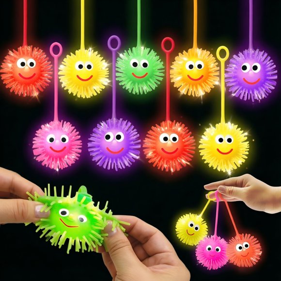 PIONJOY 24 piezas de pelotas sensoriales LED con luz y aro para el dedo