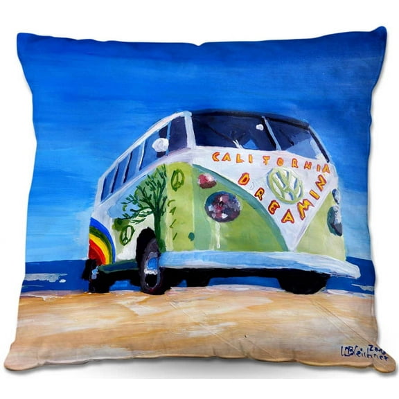 DiaNoche Designs Throw Pillows from Artist Markus Bleichner - California Dreaming VW Bus