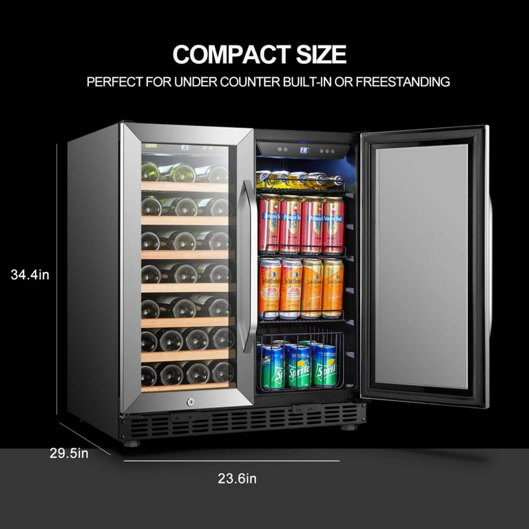 Lanbo 33 bottle and 70 can dual cheap zone freestanding wine and beverage refrigerator lw3370b