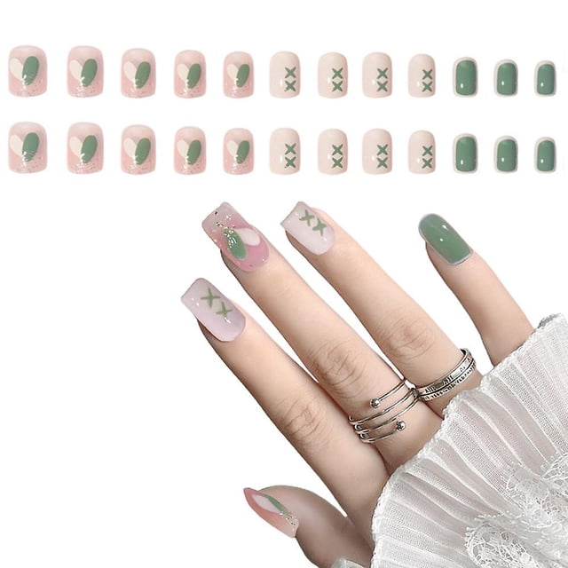 purple Prensa corta en uñas acrílicas cuadradas uñas postizas francesas cobertura completa uñas postizas desnudas para mujeres y niñas 24 Uds