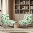thumbnail image 4 of HELLHERO Green Clover Armless Accent Chair Cover, Stretch Elastic Bottom Comfortable Protector for Living Room Hotel, 4 of 8