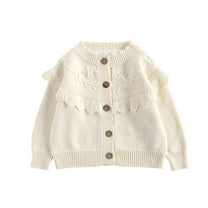 tarylea Toddler Girls Clothes Button down Crew Neck Cardigan Solid Color Long Sleeve Sweater Casual Loose Dressy Fall Infant Tops for 3 Months-3 Years