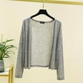 thumbnail image 2 of Arnsht Women's Thin Solid Color Long Sleeve Shrugs Lightweight Open Front Cropped Cardigan Tops for Women Gray XL, 2 of 6