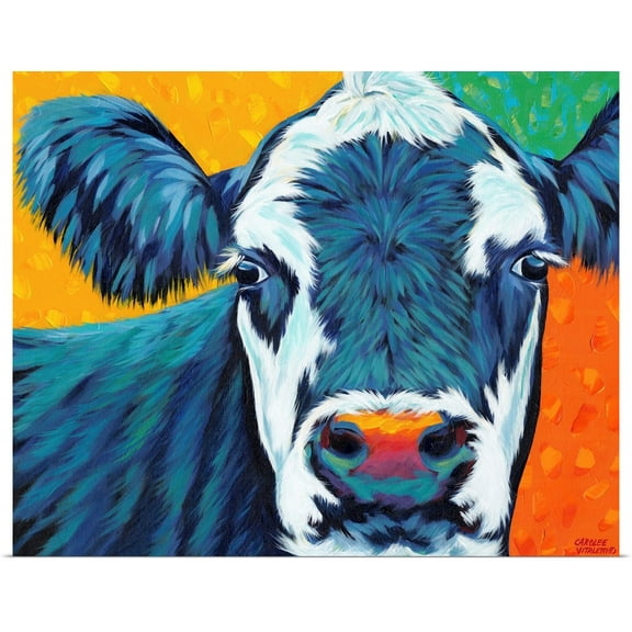 Great BIG Canvas | Rolled Carolee Vitaletti Poster Print entitled Colorful Country Cows I