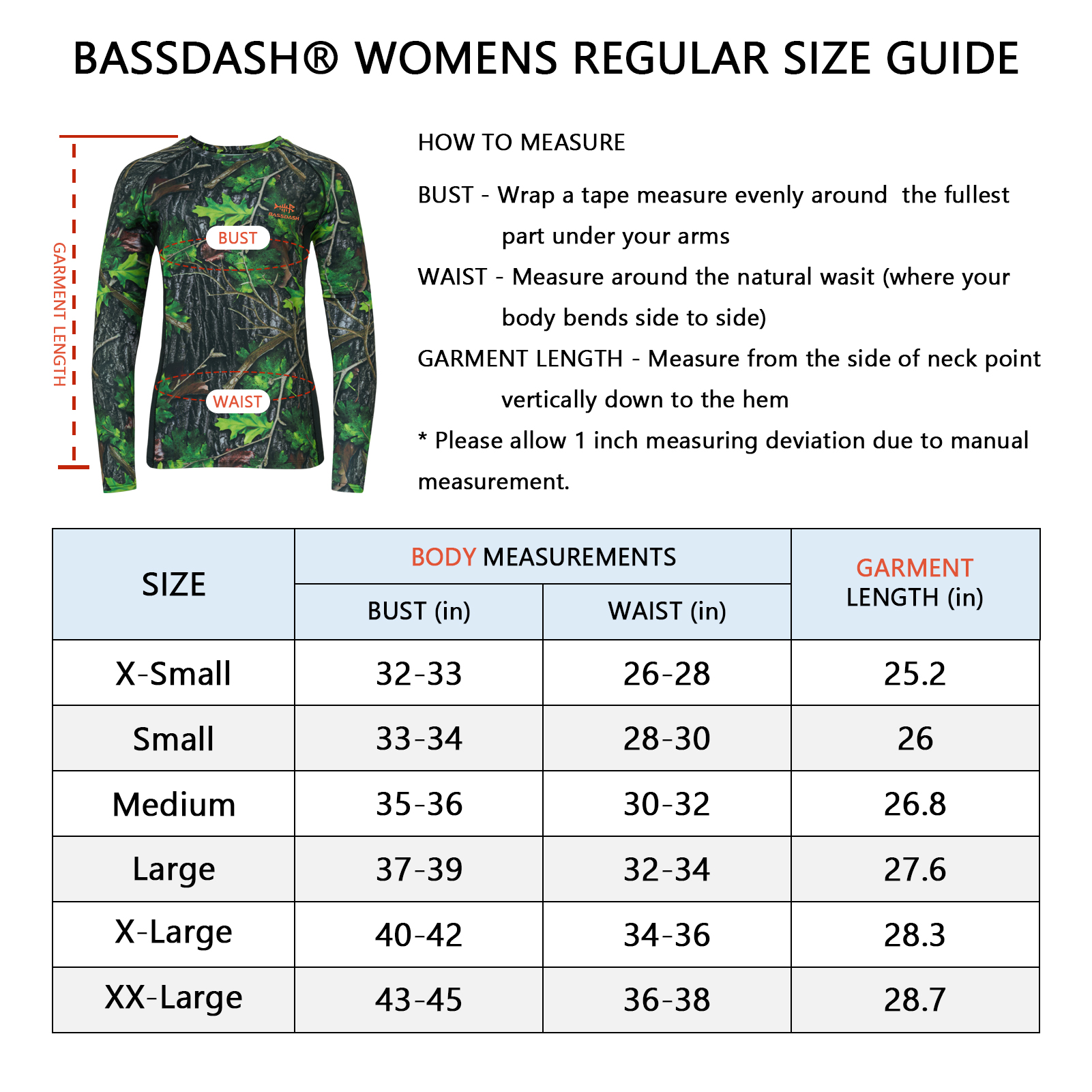 BASSDASH Women’s Camo Hunting Shirt Long Sleeve UPF 50+ Sun Protection Performance Tee fishing Hiking