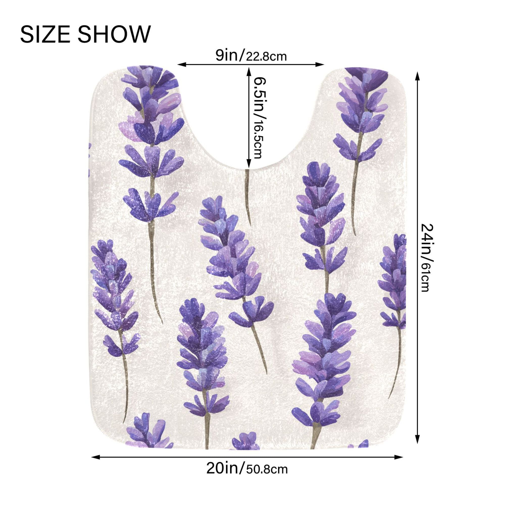 Yayeee Bath Rugs for Bathroom Floor Set of 2 Non Slip Fluffy Soft Absorbent Mat, Lavender Pattern