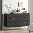 thumbnail image 4 of FURNIWAY Dresser for Bedroom, Black Bedroom Dresser with 7 Drawers, Modern Wide Dresser with Gold Pulls, 4 of 9