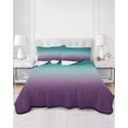 thumbnail image 3 of Teal Purple Ombre Summer Quilt Set Full Size,Soft Quilted Bedding Set with 2 Pillow Shams,Turquoise Gradient Modern Abstract Art Lightweight All Season Bedspread Coverlet for Bedroom 78"x90", 3 of 6