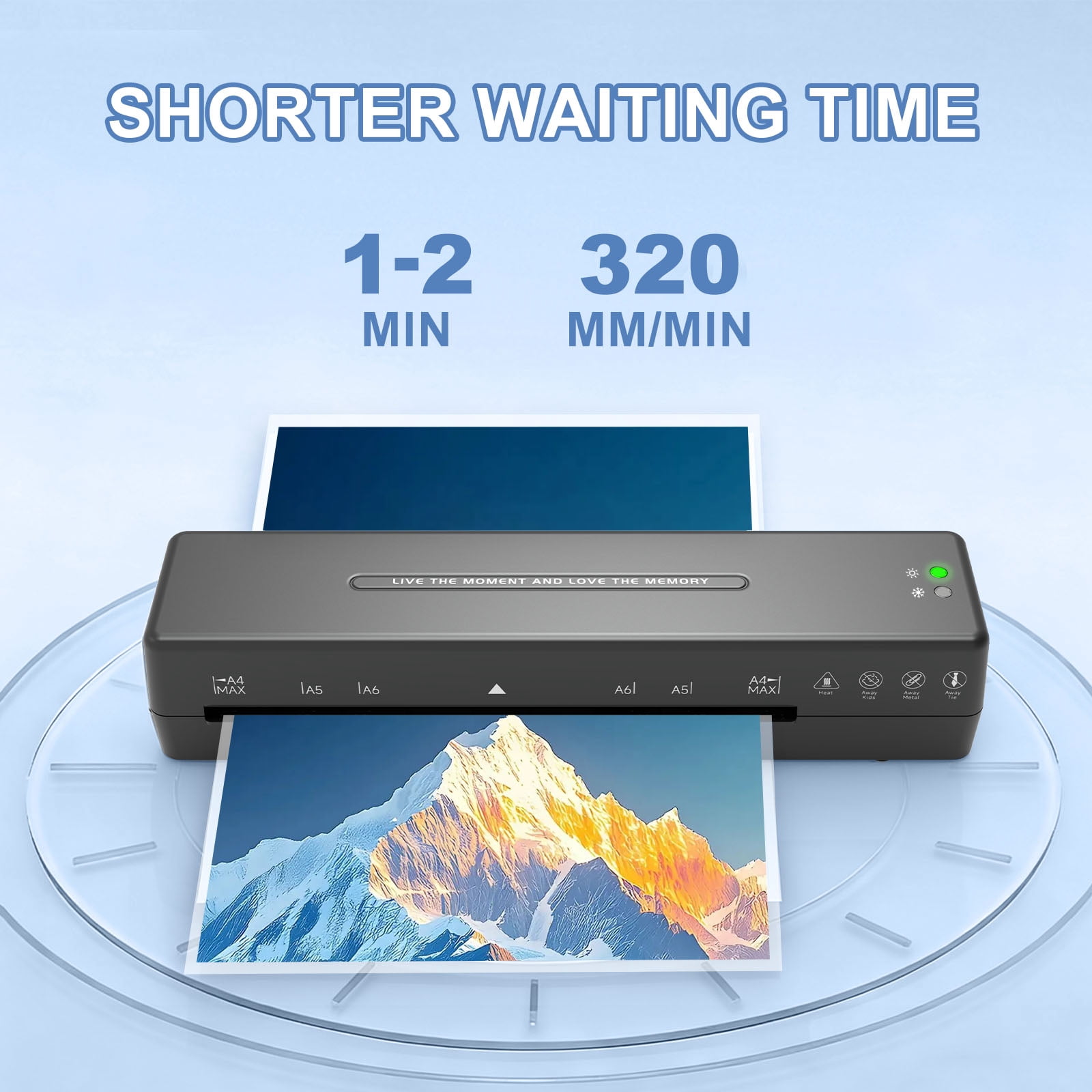 Laminator Machine, 9 Inch with 10 A4 Sheets Thermal, Ture Mini Size, Hot and Cold Dual Modes, Fast Warm Up（Black）