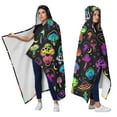 thumbnail image 2 of Wearable Blanket,Colorful Mushroom Star Black Pattern Hooded Wearable Sherpa Blanket for Adults & Teens,Winter Poncho Shawl Wrap Cape Thick Warm,50"x60", 2 of 5