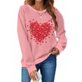 thumbnail image 1 of T-shirt de la Saint-Valentin pour Femmes 2024, Chandails à Col Rond, T-Shirts Décontractés avec Cœur, T-Shirts Graphiques Amples à Manches Longues, Chandails à Enfiler, Hauts Mode pour les Fêtes, T-Shirt, 1 of 3