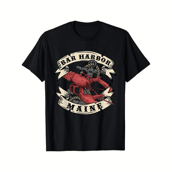 Bar Harbor Maine Lobster Anchor Nautical Maritime Coastal Vacation Souvenir Graphic T-Shirt