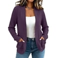 thumbnail image 3 of MaFYtyTPR Women's Open Front Cardigan Sweater Ribbed Knit Casual Tops Fall Winter Warm Long Sleeve Kintted Coats with Pockets 01-Purple XXL, 3 of 6