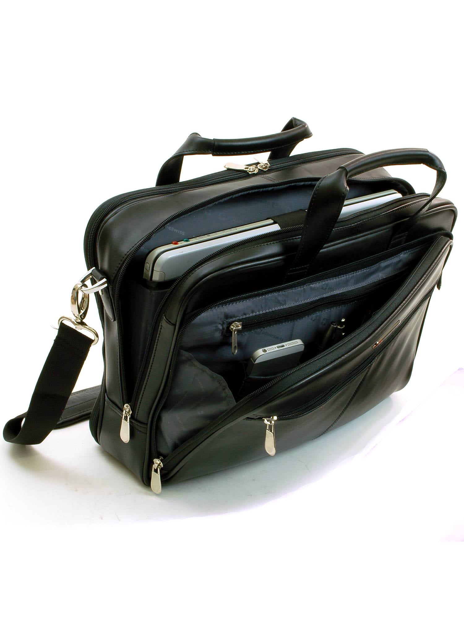 alpine swiss monroe leather briefcase