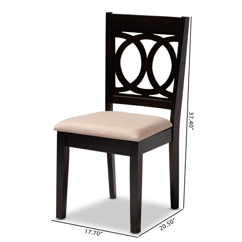 Set of 4 Baxton Studio Lenoir Modern and Contemporary Sand Fabric Upholstered Espresso Brown Finished Wood Dining Chairs