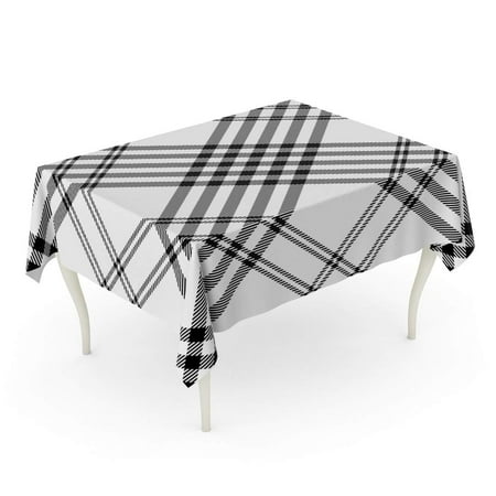 

KDAGR Check Tartan Plaid Printing Pattern Black and White Checkered Classic Country Flannel K Tablecloth Table Desk Cover Home Party Decor 60x84 inch
