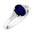 thumbnail image 2 of Women's Finecraft Oval-Cut Natural Sapphire Ring with White Topaz in Sterling Silver, Size 9, 2 of 4