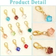 thumbnail image 5 of 2 Sets Cube Glass Pendant Decoration Lobster Clasp Charms Clip-on Charms for Keychain Purse Backpack Ornament Stitch Marker Mixed Color 34mm 11pcs/set, 5 of 6