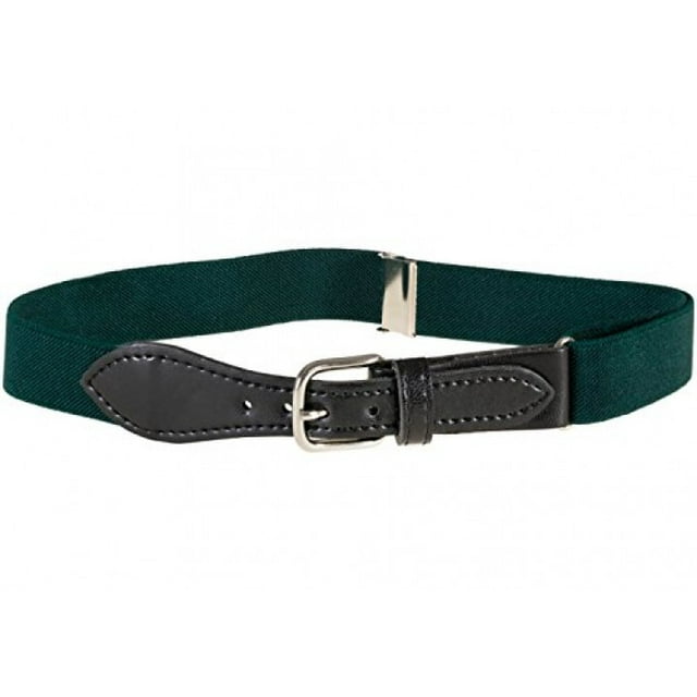 Kids Elastic Adjustable Belt with Leather Closure - Hunter Green