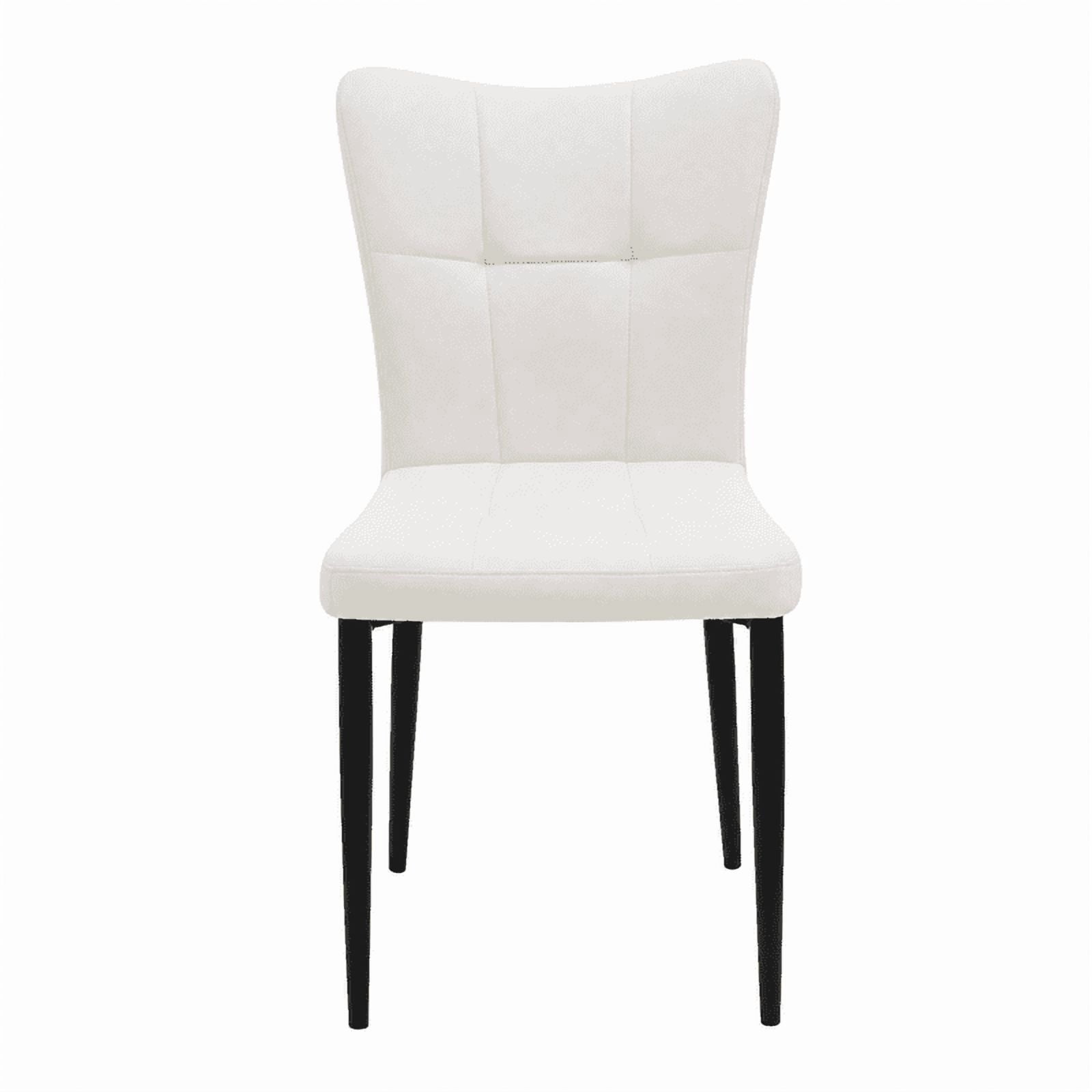 Euroco Upholstered Dining Chairs Set of 2, Modern Kitchen Chairs with High Backrest & Metal Legs for Kitchen Dining Room,White
