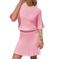 thumbnail image 5 of Women 2 Pieces Knit Set Half Sleeve Pullover Sweater and Mini Skirt Matching Sets, 5 of 7